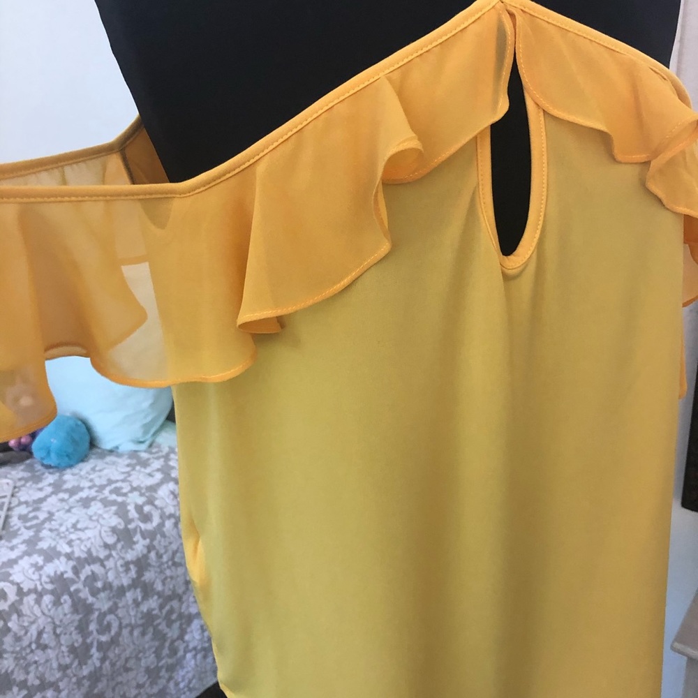 Yellow off shoulder blouse